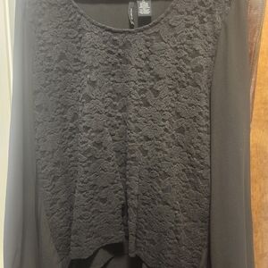 Black Lace Front Blouse